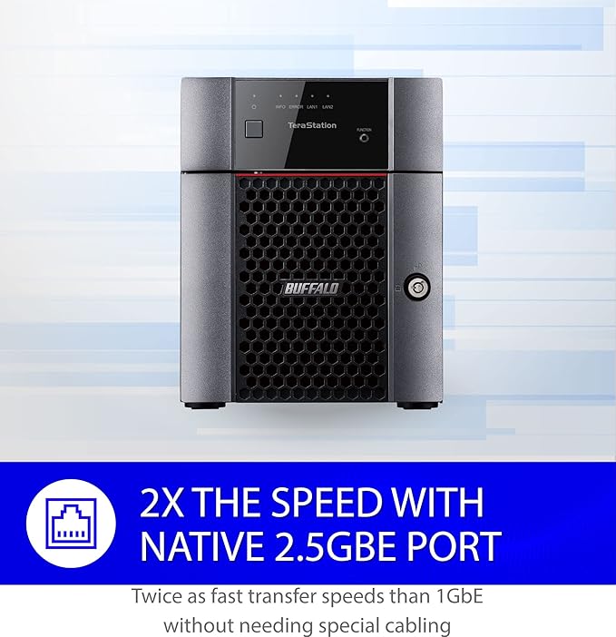 BUFFALO TeraStation Essentials 4-Bay Desktop NAS 8TB (4x2TB) with HDD Hard Drives Included 2.5GBE / Computer Network Attached Storage/Private Cloud/NAS Storage/Network Storage/File Server