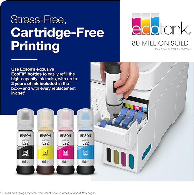 Epson EcoTank ET-4800 Wireless All-in-One Cartridge-Free Supertank Printer with Scanner & EcoTank ET-2850 Wireless Color All-in-One Cartridge-Free Supertank Printer with Scan