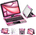 GUSGU Transparent Case with Wireless Keyboard for iPad Air 13-in.(M3/M2, 2025/2024), 7 Colors Backlight, Trackpad, 360°Rotating Stand for iPad Pro 12.9-in (6/5/4/3 Gen), Tech Style