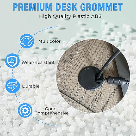 Desk Grommet 3-1/8" (80 mm), Desk Cord Hole Cover, Cable Grommet ABS Plastic, Desk Hole Grommet for Office and Home Table Cable, Detachable Adjustable Cable Cord Organizer (White 2 Pcs)