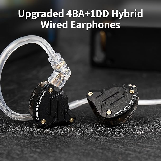 KZ ZS10 Pro in Ear Monitor Headphone, Wired Gaming Earphones, KZ HiFi Earbuds Headphone with 4 Balanced Armatures and 1 Dynamic Drivers IEM Earphones for Drummer Musician (Blue with Mic)