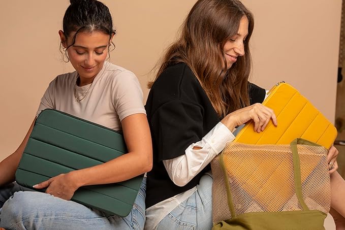 ANECDOTE Laptop Case 13-14 Inch – A Perfect Laptop Sleeve That is Compatible with MacBook Air/Pro and iPad Pro 12.9 – Fits in Your Bag, Padded and Protective with an Aesthetic Design (Neon Yellow)