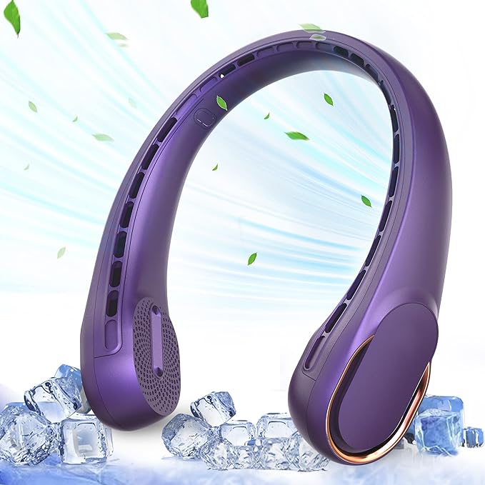 Portable Neck Fan, Neck Fans for Men, 4000 mAh Rechargeable Personal Fan,360° Hands Free Bladeless Fan, 3 Speeds Adjustable, Faster Cooling, Super Quiet, Suitable for Home, Office, Sports