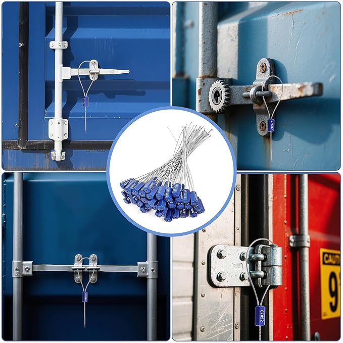 120 Pieces Security Cable Seals, Metal Number Security Tags for Truck, Trailers, Cargo, Containers, Vans, Oil Tank, Milk Vehicle (Blue, 120 Pack)