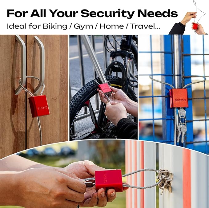 Cable Padlock with 3 Keys | L 1.15ft(0.35m),D 1/6in(4mm) Adjustable Steel Cable Lock | Aluminum Locks for Bikes, Gate, Lockers & Outdoor Gear | Weatherproof & Black