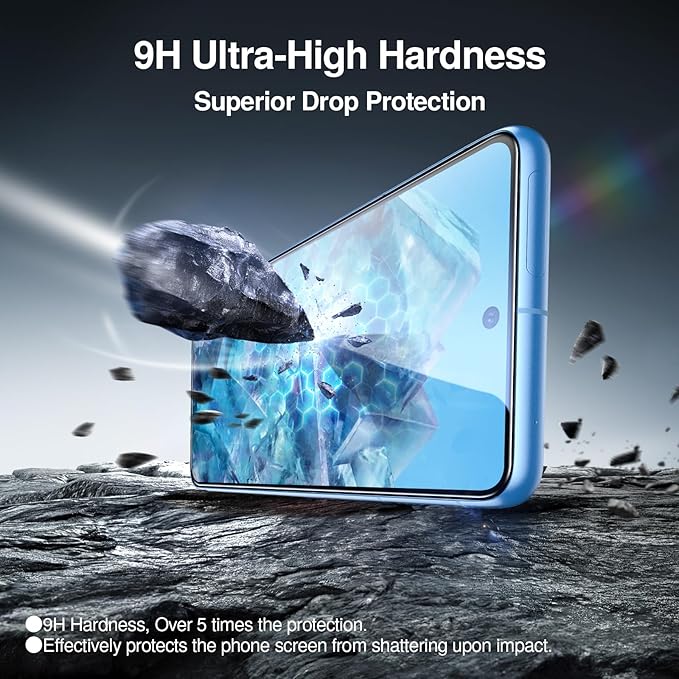 SMARTDEVIL [3+3 Pack for Google Pixel 8A Screen Protector with Camera Lens Protector, Finger Print Reader Compatible, Fast & Easy Installation, Clear 9H Tempered Glass Film, Alignment Frame