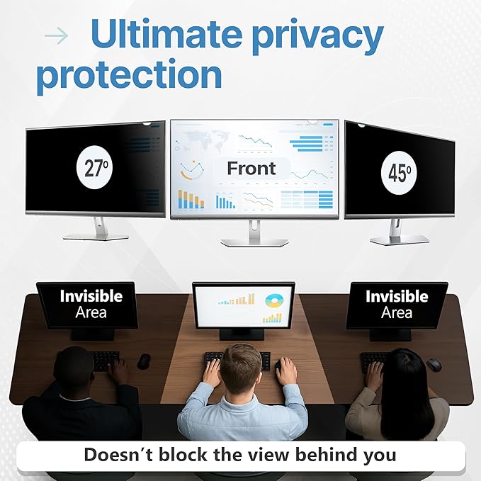 VINTEZ 21.6 Inch 16:10 Privacy Screen for Computer Monitor and Laptop - Anti Glare Protector Film Blue Light Filter Eye Protection - Computer Screen Privacy Shield, [1 Pack]