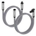 Optical Extension Fiber Digital Cable Adapter 0.6 Feet（2 Pack）, 90 Degree Right Angle & Straight Male to Female Coupler, Toslink Audio Cable, Nylon Braided for Home Theater, Soundbar, TV and More