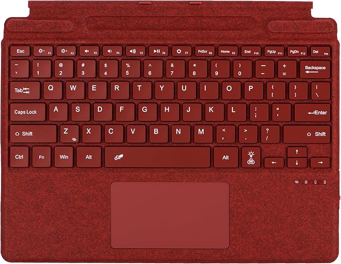 Keyboard for Microsoft Surface Pro Copilot+ (11th Edition) / Pro 11 / Pro 10 / Pro 9 / Pro 8 / Pro X, 13 inch, Detachable Type Cover with Touchpad, 7-Color Backlit & Pen Holder (Poppy Red)