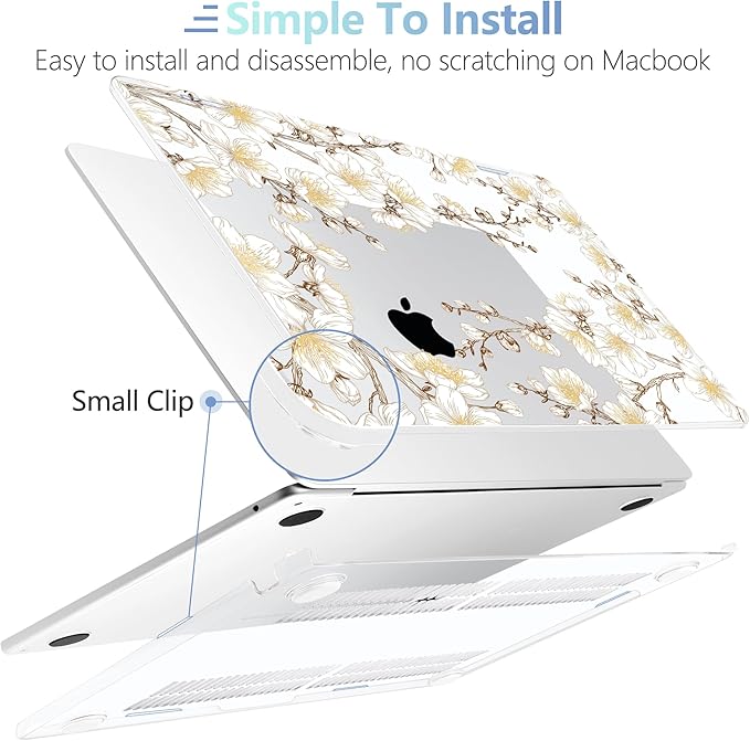 MEEgoodo Case for MacBook Air M4/M3/M2 13.6 inch 2025 2024 2022, Fit Model A3240 A3113 A2681, Compatible with MacBook Air 13 inch, Laptop Hard Shell Case with Keyboard Cover, Cherry Branches