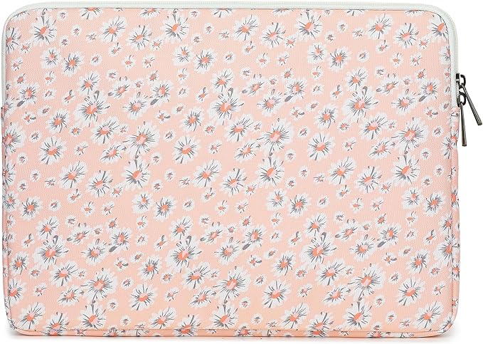 Canvaslove Pink Chrysanthemum Laptop Sleeve Case Bag With Pocket for MacBook Pro 14 inch,Surface Laptop 14.4 inch and HP Lenovo Dell ASUS Acer 14 inch Laptop Computer