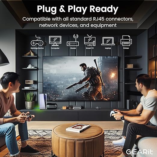 GEARit Cat 6 Ethernet Cable Pack - 24-Pack 10 ft Cat6 Ethernet Patch Cables | RJ45 Network Patch Cable, 10 Gbps Snagless Gold-Plated Connectors - Ethernet Cable Cat 6 for PC, TV, Router - Blue