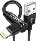 2Pack 90 Degree iPhone Charging Cord 6Ft Right Angle Nylon Braided Mfi Certified Gaming Charger Cable Compatible with iPhone 14 13 12 11 Pro Max XS XR X 8 7 6 5 Plus iPad（Black）