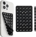 SUCKY Silicone Suction Phone Case Adhesive Mount - Anti-Slip Holder, Hands-Free Fidget Toy, Phone Accessory for iPhone and Android (Deep Black, Double V2)