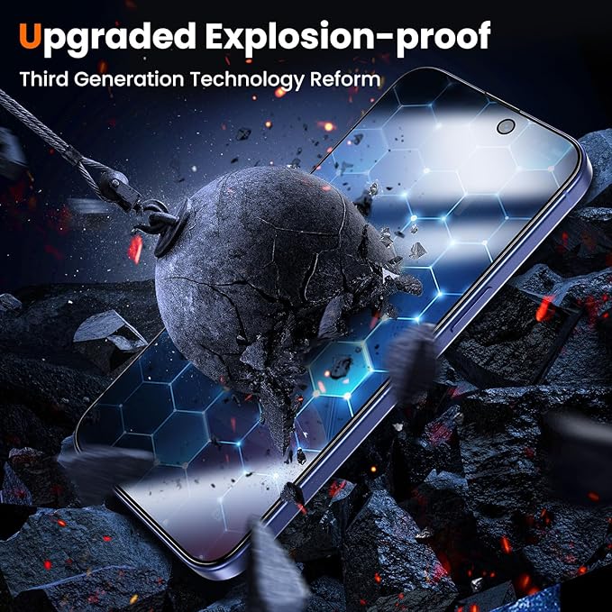 UniqueMe for iPhone 16 / iPhone 15 Privacy Screen Protector - [Military Grade Shatterproof & 9H+ Hardness] Screen Protector 16/15 Tempered Glass Full Coverage Protection, Easy to install, 2 Packs