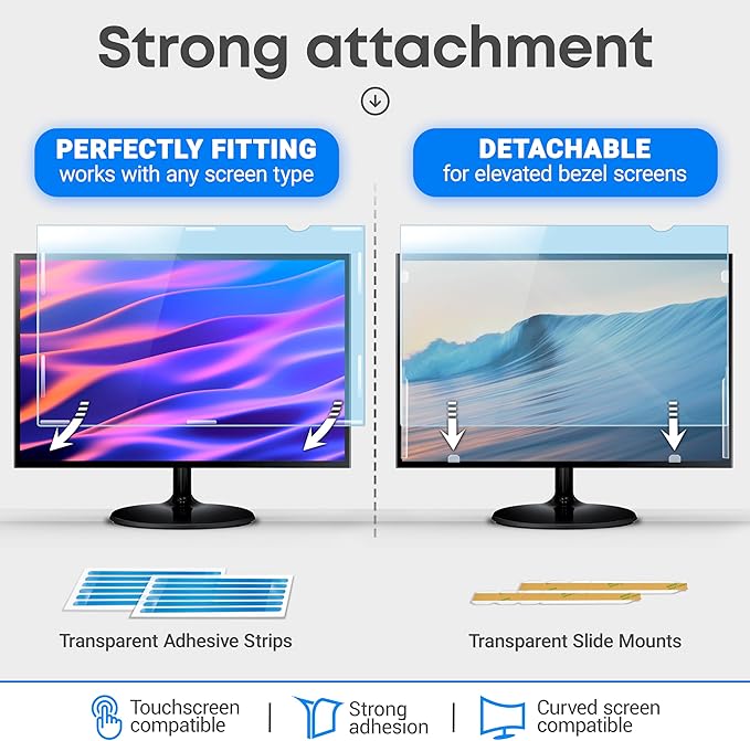 23 inch Blue Light Blocking Screen Protector Panel for 16:9 Widescreen Computer Monitor and Laptop - PC Anti-UV Eye Protection Filter Film - Anti-Scratch Diagonal Frame Shield [2 Pack]