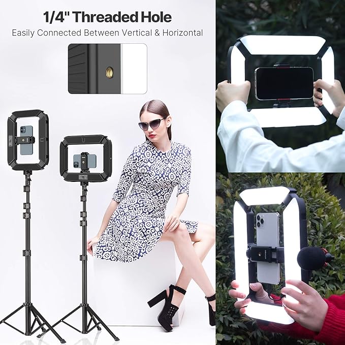 Smartphone Video Rig PICTRON U200 Handheld LED Ring Light Selfie Light Phone Video Stabilizer for Camera, Smartphone, Action Camera, YouTube, Setup, Filmmaking, Makeup, Vlogging