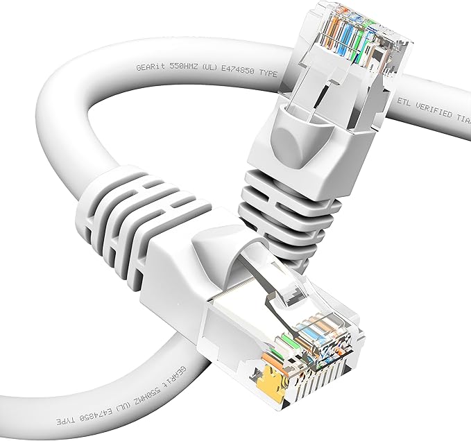 GEARit Cat 6 Ethernet Cable (1-Pack 75 Feet) Cat6 Network Patch, 10Gbps, RJ45, Snagless Cord, Gold-Plated Connectors, Internet for PC, TV, Tablet, Router, Printer, Servers, IT Data Center - White