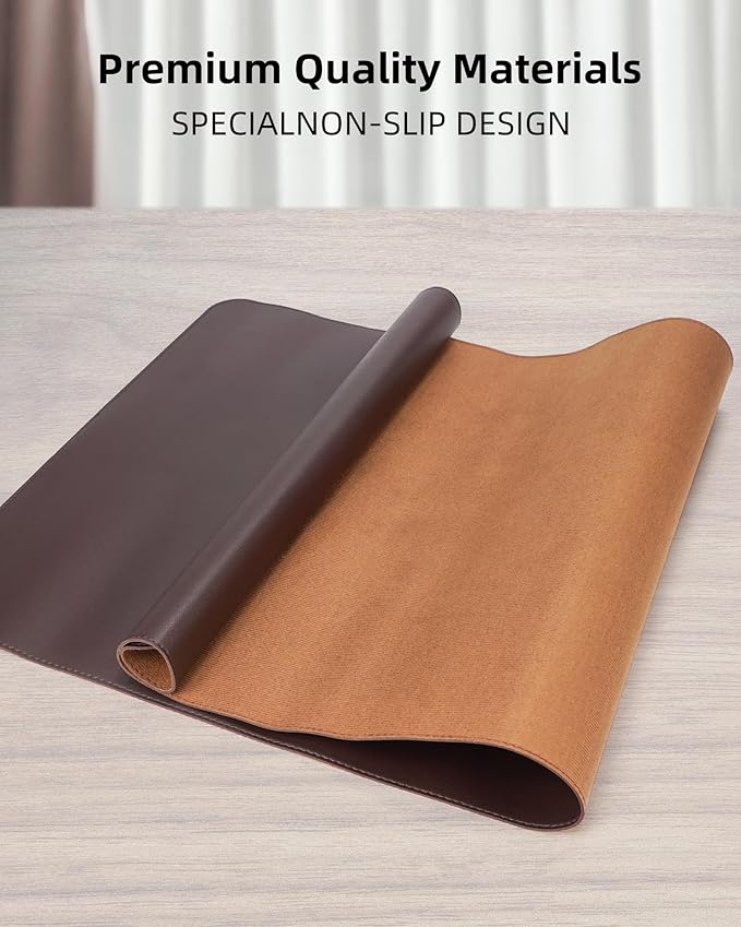 AFIING Large Desk Mat 55"x24" - Premium Non-Slip, Waterproof & Scratch-Resistant. Office Desk Protector Workspace Pad for Home/Office (Coffee)