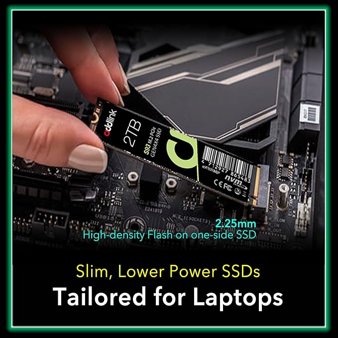 Addlink S93 2TB PCIe 4.0 M.2 Gen 4 Memory Expansion SSD, Up to 7400 MB/s, Internal Solid State Drive with HMB Technology for Laptop, Gaming and Creators