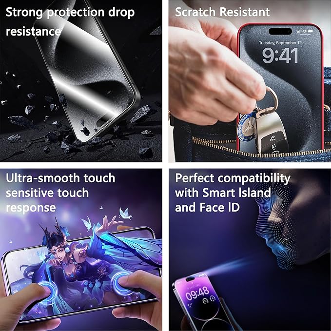 (2-Pack Ultra HD Clear Screen Protector for iPhone 12 Pro Max (6.7-Inch),9H Tempered Glass,Full Coverage,Anti-Fingerprint,Auto Dust Removal,Bubble-Free,Easy Installation