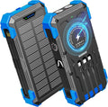 Solar Charger Power Bank, 42800mAh Wireless Portable Charger with USB-C in/Output, QC3.0 Fast Charging 15W 4 Ports Outdoor Battery Pack Built-in Dual Led Flashlights for iPhone Samsung etc