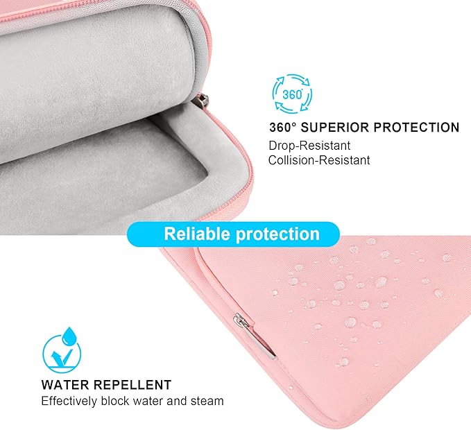 Lacdo 360° Protective Laptop Shoulder Bag, 14 inch Computer Bag for 14 inch New MacBook Pro M4/M3/M2/M1 Chips Pro Max A3112 A3401 A3185 A2918 A2992 A2779 A2442 2024-2021 Computer Messenger Bag, Pink
