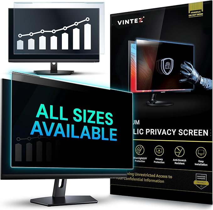 Universal Acrylic 19, 19.5 Inch Computer Privacy Screen Filter for Widescreen Computer Monitors - 17.3" x 11.4" (440 x 290mm) - Monitor Frame Hanging Type