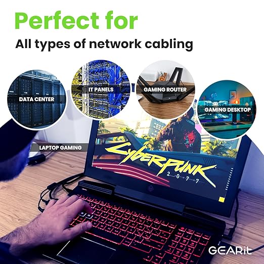 GearIT Cat 6 Ethernet Cable Pack - 10-Pack 14 ft Cat6 Ethernet Patch Cables | RJ45 Network Patch Cable, 10 Gbps Snagless Gold-Plated Connectors - Ethernet Cable Cat 6 for PC, TV, Router - Black