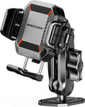 BRCOVAN Anti-Theft Phone Mount Holder with Vibration Dampener [Camera Friendly] [1s Lock & Release], with Aluminum Diamond Base & Medium Arm for Car Boat Truck Motorcycle UTV ATV Fit 5.4-7.2'' Phone
