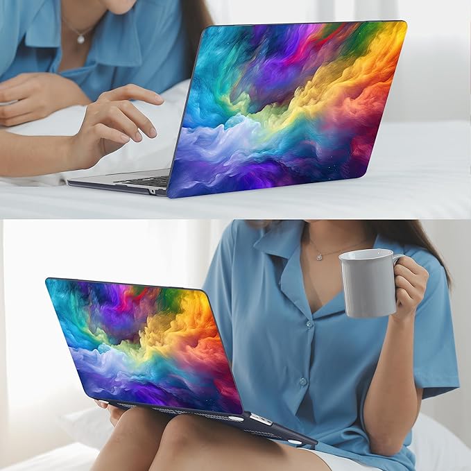 Mektron for 2025 M4 MacBook Air 13.6 Inch A3240 Case Fits 2023 A2681 M2 2024 A3113 M3 Chip with Liquid Retina Display Touch ID, Printed Plastic Hard Shell Cover for MacBook Air 13.6", Rainbow Cosmic