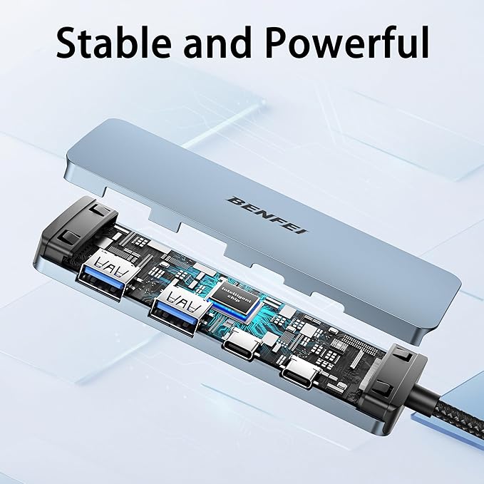 BENFEI USB C Hub 10Gbps, 4 Ports USB 3.2 Adapter with 2*USB-C and 2*USB-A 3.2 Ports Compatible for MacBook Pro/Air M2 M1, iPad, Dell, HP, Samsung(Not Support Monitor)