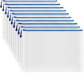 AUSTARK 10 Pcs Zipper File Bags, Waterproof Plastic Mesh Pouch for Office School, Board Game Storage Bags (A3 Size 16.9''x12'', White and Blue)