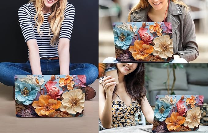 CISSOOK Compatible with MacBook Pro 13 Inch Case 2025 2024 2023 2021 2020 Release M2 M1 A2338 A2289 A2251, Hard Shell Case & Keyboard Cover for MacBook Pro 13 with Touch Bar, Silk Flowers