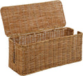 PEMAR Natural Rattan Wicker Cable Management Box, Cable Organizer, 2 Open Slots, Under Desk Cord Organizer, Cover & Hide Power Strips for TV Desk, Computer, Router, USB Hub (Natural Brown Color)
