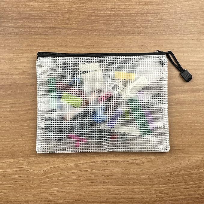 Oaimyy-6 * 8 inches-Mesh Zipper Pouch, Plastic Zip File Folders for Organizing,Office Supplies,Travel,Home Storage-Black