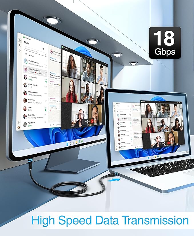 BlueRigger 4K HDMI Cable (20FT, 4K 60Hz HDR, HDCP 2.2, High Speed 18Gbps, in-Wall CL3 Rated) - Compatible with PS5/PS4, Xbox, Roku, Apple TV, HDTV, Blu-ray, PC