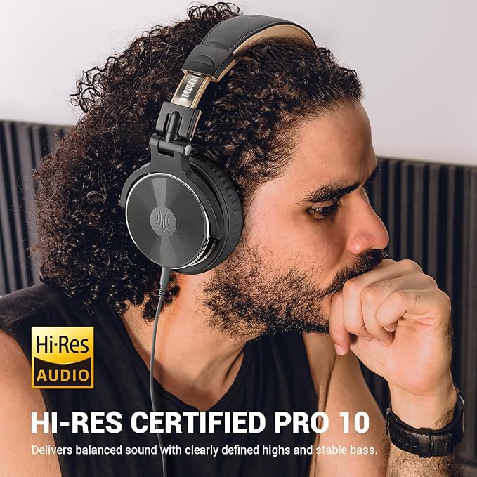 OneOdio Wired Over Ear Headphones Studio Monitor & Mixing DJ Stereo Headsets with 50mm Neodymium Drivers and 1/4 to 3.5mm Jack for AMP Computer Recording Podcast Keyboard Guitar Laptop - Grey