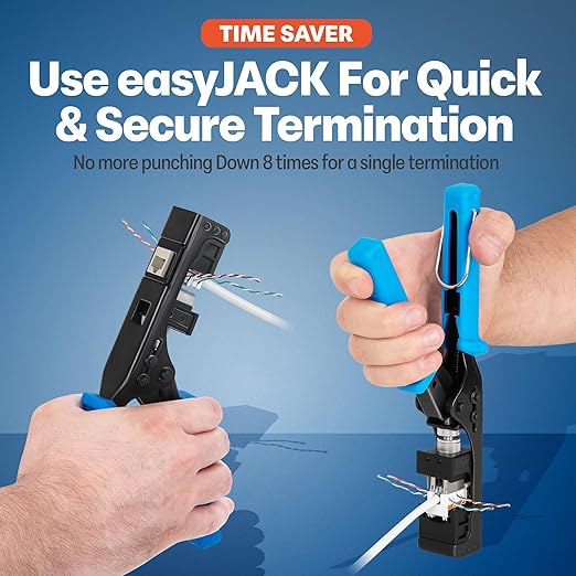 Everest 90° Angled RJ45 Cat5e Keystone Jacks 10-Pack in Light Almond - Slim Profile Female RJ45 Connectors - Cat 5e Keystone Jack - Compatible with 90° Angled Speed Termination Tool - easyJACK