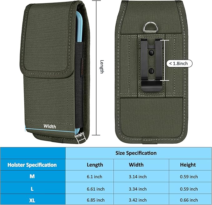 Phone Holster for Belt with Metal Clip and Magnetic Closure Compatible with Galaxy S25/S24/S23/S22/S21/S20 Ultra A16 A26 A35 A36 A55 A56 for Everyday Protection, XL-Green