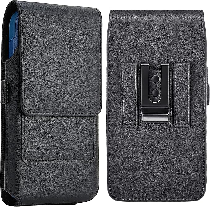 Mopaclle Vertical Cell Phone Holster with Belt Clip and Loop,Rugged Phone Belt Holder Compatible with iPhone 17 Pro iPhone 16, 15, 14 Pro, Galaxy S25, S24, S23 – Fits with Case On