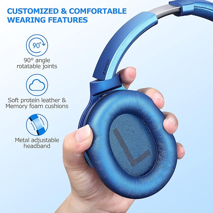 ZIHNIC Active Noise Cancelling Headphones, 40H Playtime Wireless Bluetooth - Image 2