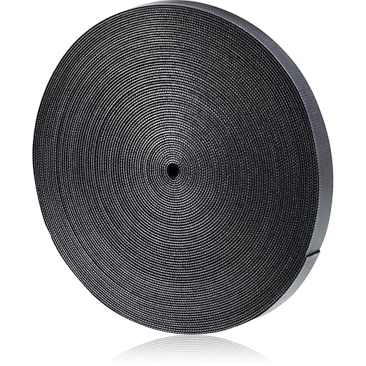 WILLBOND 3/4 Inch x 90ft Fastening Tape Cable Ties Reusable Fastening Nylon Tape Double Side Hook Roll Hook and Loop Straps Wires Cords Management Wire Organizer Straps (Black)