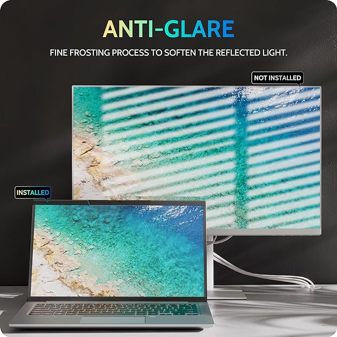 Magnetic Laptop Privacy Screen 15.6 inch for 16:9 Computer Monitor, 15" Removable Anti Glare Protector Blue Light Filter Shield Compatible with Lenovo Hp Dell Acer Asus Thinkpad Envy Xps