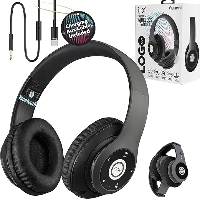 iJoy Bluetooth Headphones Over Ear, Wireless and Wired Foldable Headset - Image 9