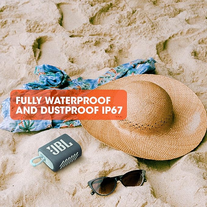 JBL Go 3 - Portable Mini Bluetooth Speaker, big audio and punchy bass, IP67 waterproof and dustproof, 5 hours of playtime, speaker for home, outdoor and travel (Teal)