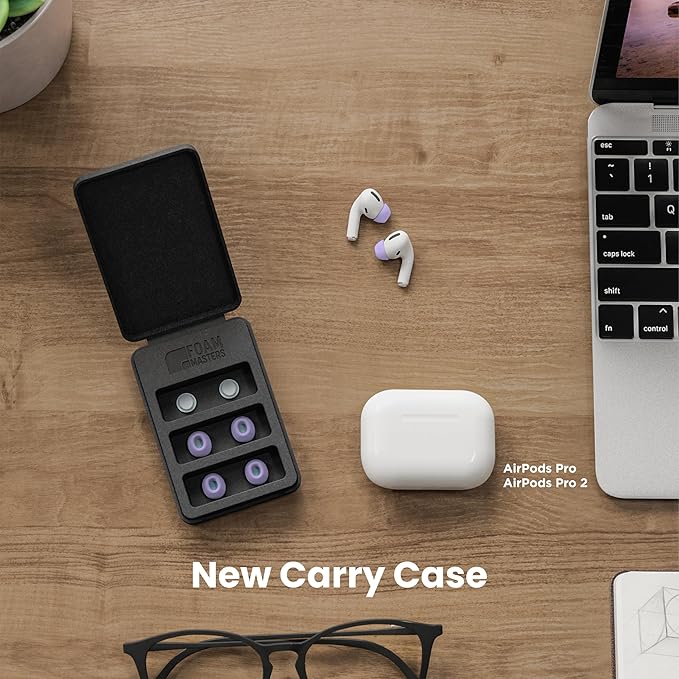 Foam Masters Ultra-Premium Memory Foam Ear Tips for AirPods Pro 1st & 2nd Gen | 3 Pairs | Black Magic Ver 6.0 | Secure | Comfort | Better Noise Cancel | Replacement Buds – Lilac Purple, Assorted S/M/L
