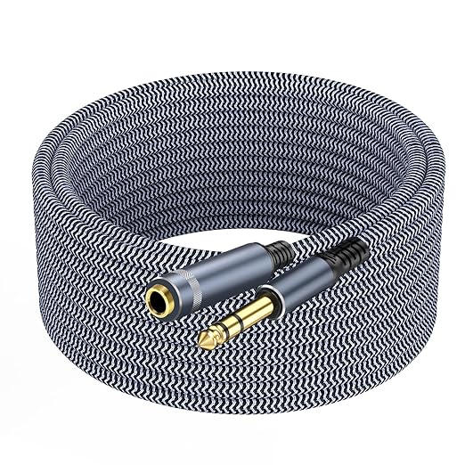 1/4" Male to Female Stereo Headphone Guitar Cable - 25ft Quarter Inch Extension