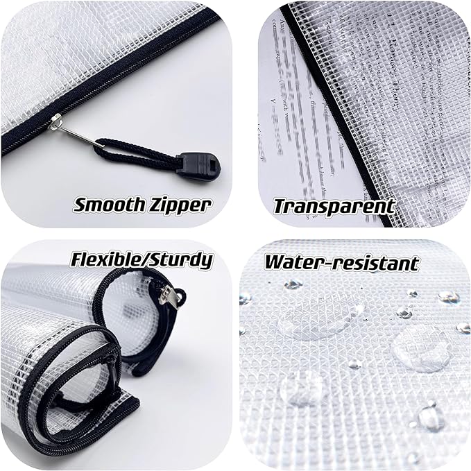 Oaimyy-4 x 6-20 Pcs-Plastic Mesh Zipper Pouch Document Folders Bag Zip File Bags for Office Supplies,Home,Travel Storages,Puzzle Board Games Storage- (Black)