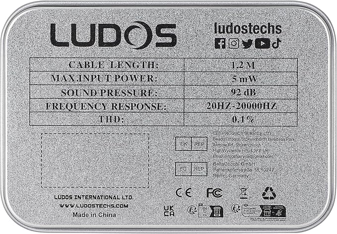Ludos Clamor Wired Earbuds in-Ear Headphones, 5 Years Warranty, Earphones with Microphone, Noise Isolating Ear Buds for School, Kids, Women, Small Ear